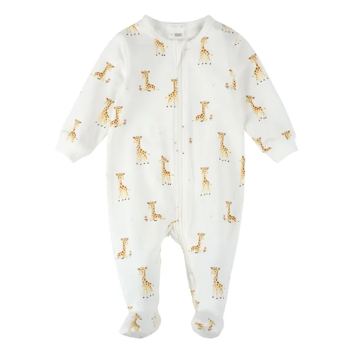 Pyjama Avec Pieds Girafes Coton Bio | Ivoire- Image produit n°0