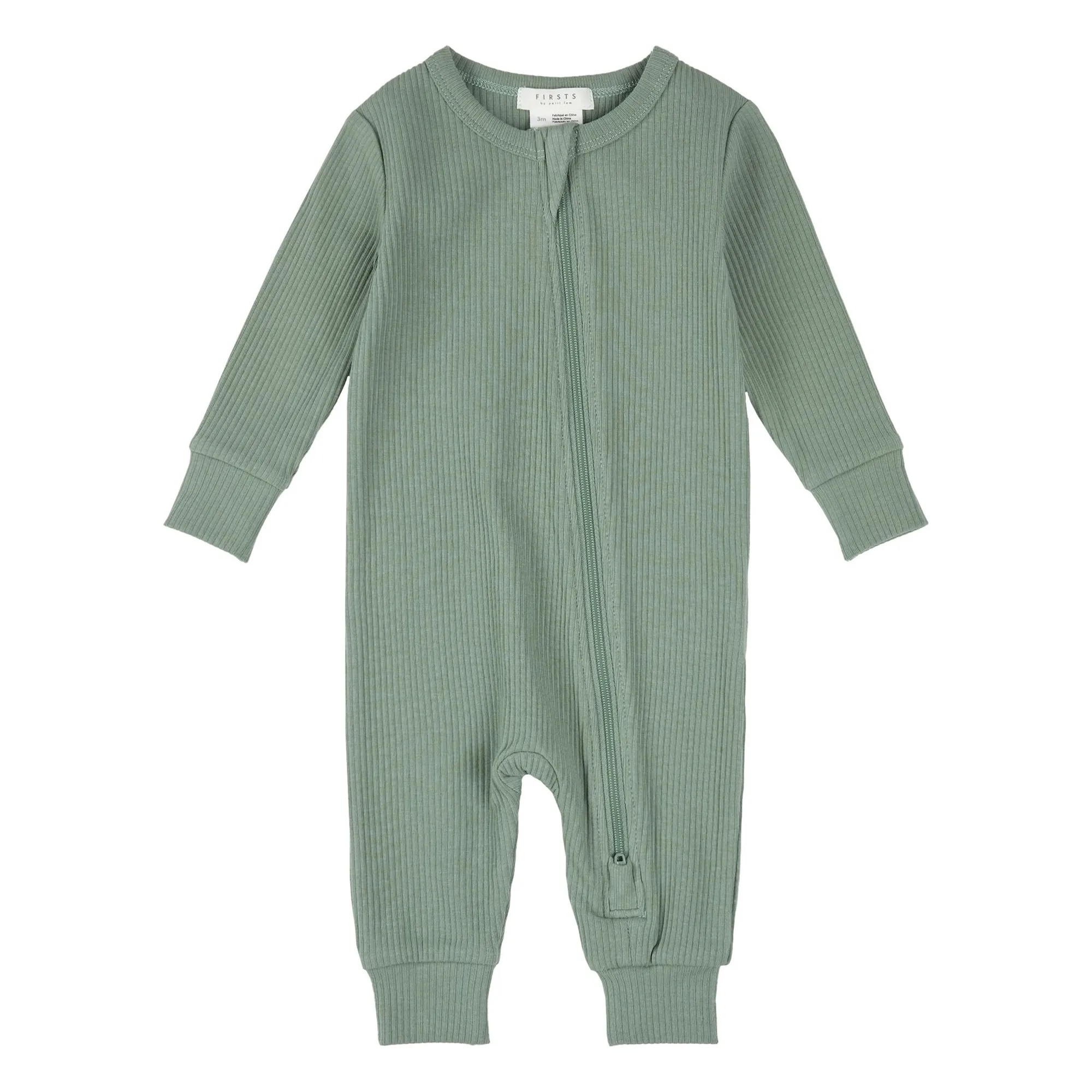 Petit Lem Girls Celadon Organic Cotton Ribbed Pyjamas