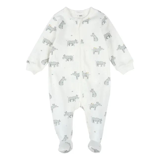 Pyjama Avec Pieds Rhinocéros Coton Bio | Ivory