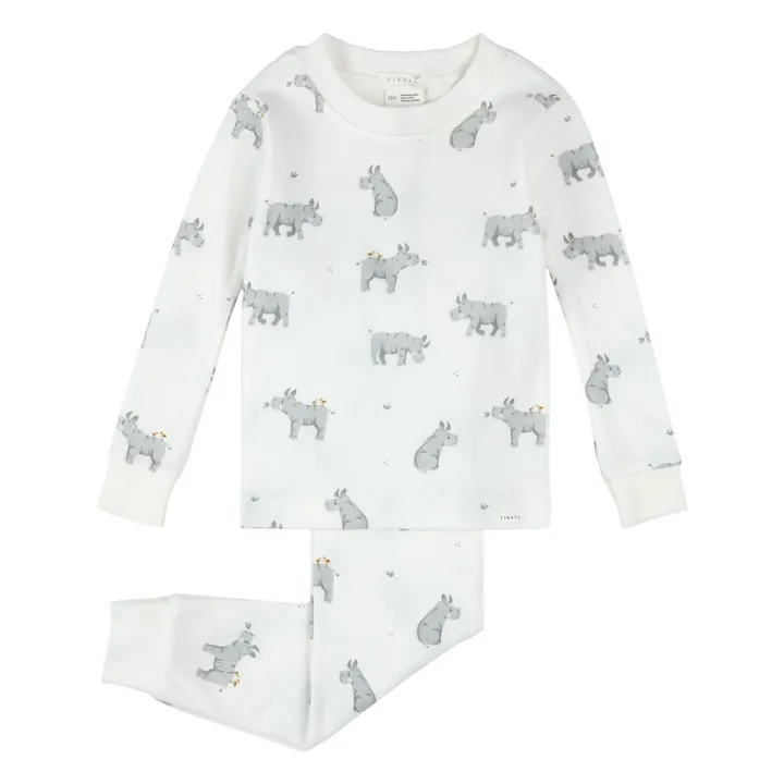 Pijama Rinoceronte Algodón Ecológico | Marfil- Imagen del producto n°0