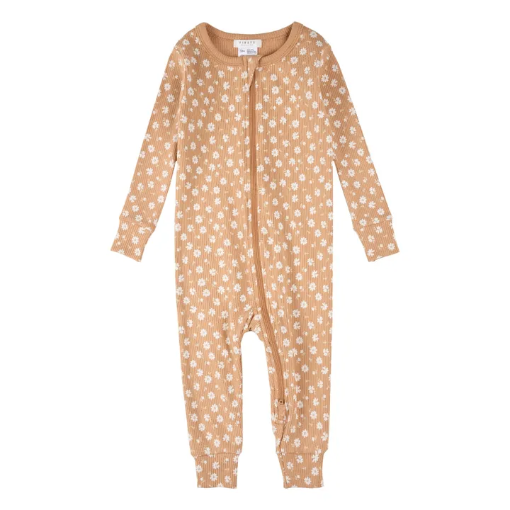 Pyjama Avec Pieds Fleuri Coton Bio | Naturel- Image produit n°0