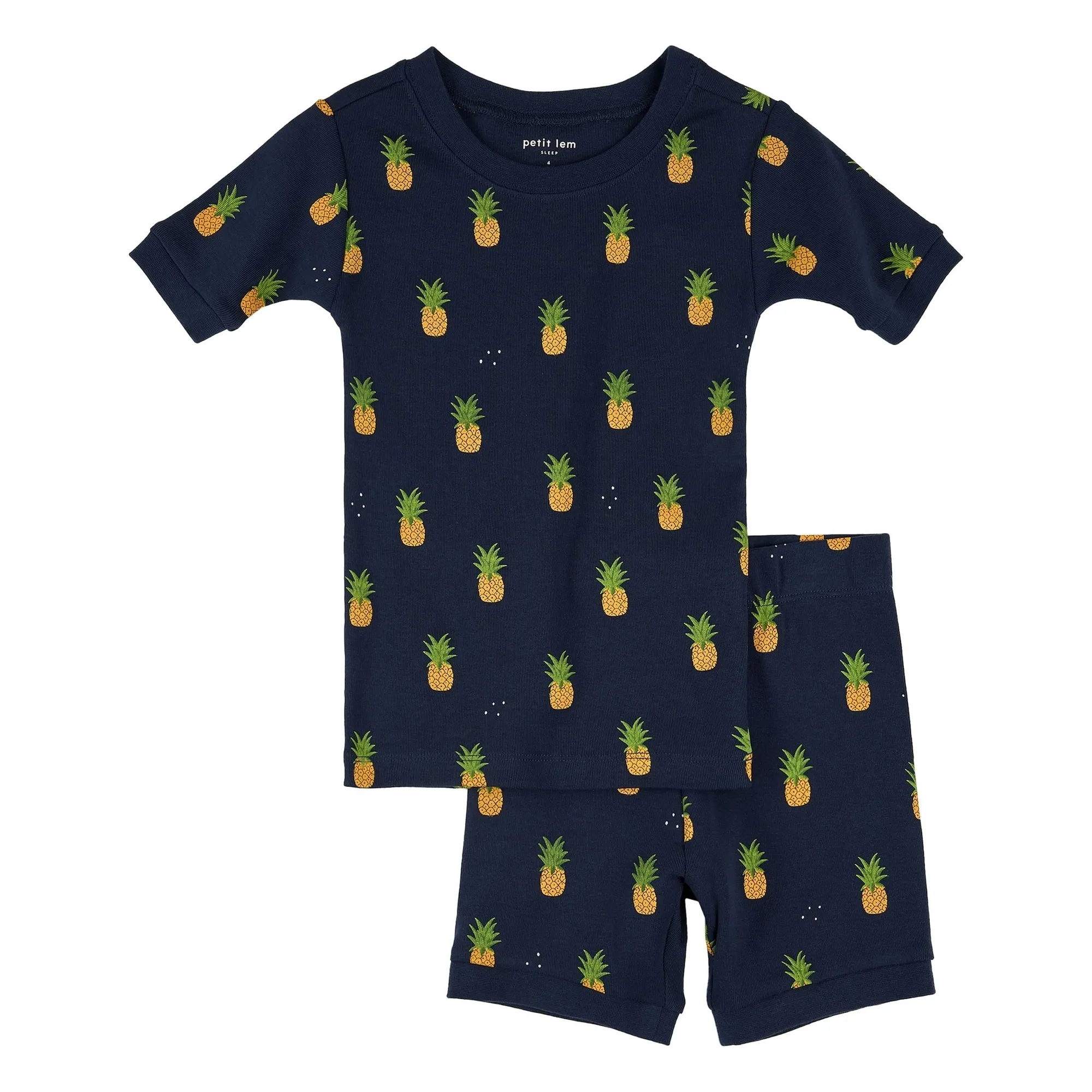 Petit Lem Midnight Blue Pineapple Organic Cotton Pyjamas
