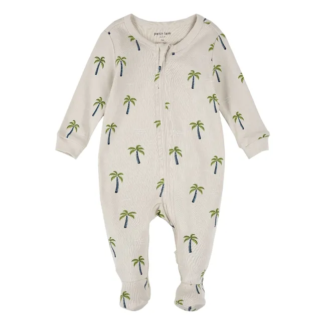 Pijama Con Pies De Palma Algodón Ecológico | Beige
