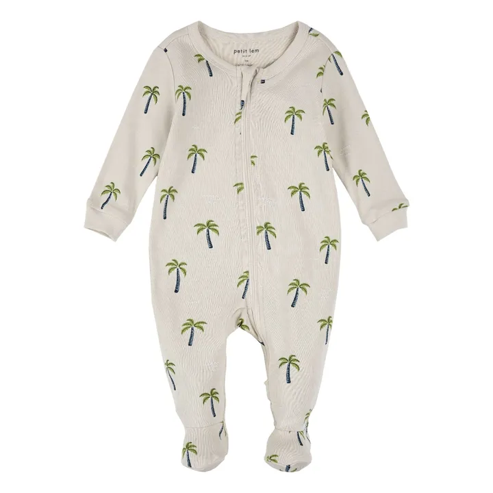 Pyjama Avec Pieds Palmiers Coton Bio | Beige- Image produit n°0