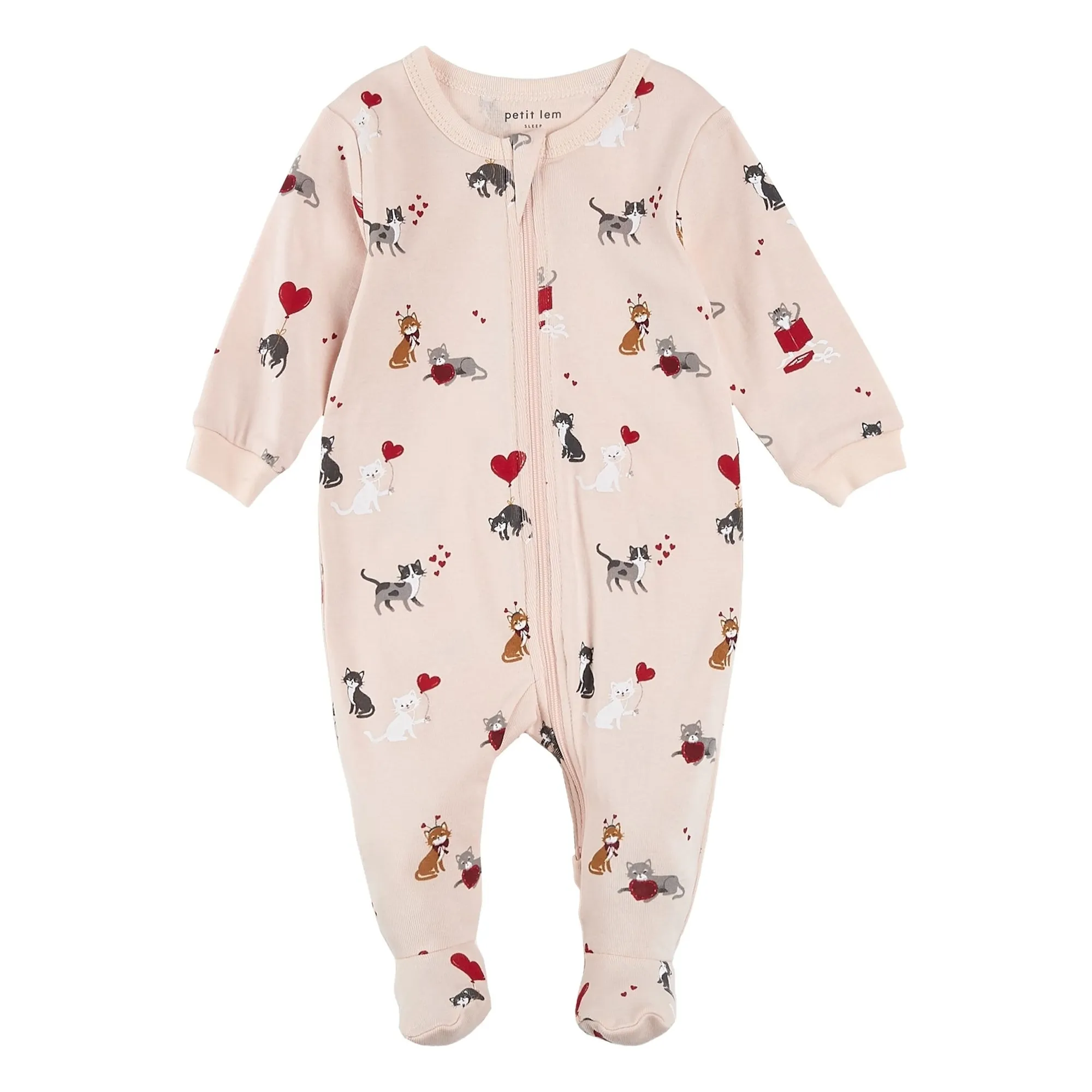 Petit Lem Pink Pyjamas With Cats' Feet Organic Cotton