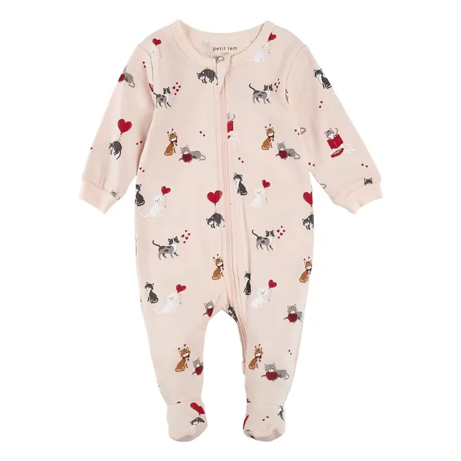 Pyjama Avec Pieds Chats Coton Bio | Rose