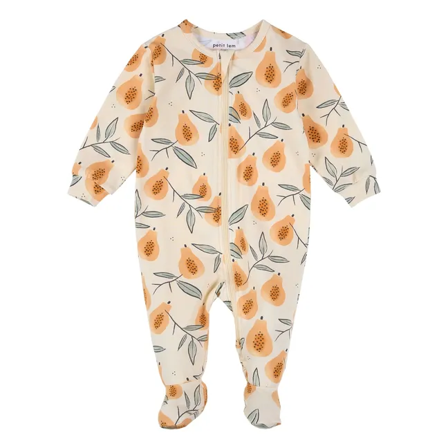 Pyjama Avec Pieds Papayes Coton Bio | Beige