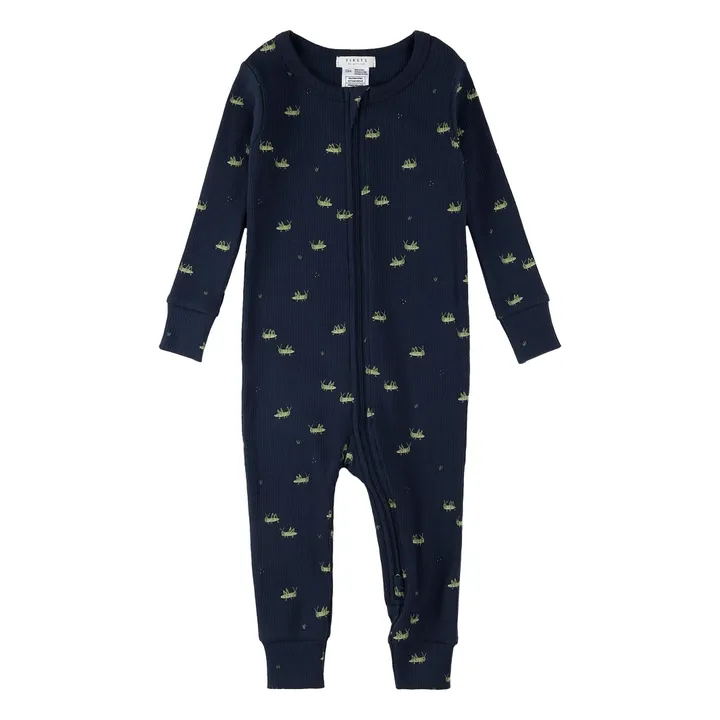 Pyjama Côtelé Sauterelles Coton Bio | Bleu marine- Image produit n°0