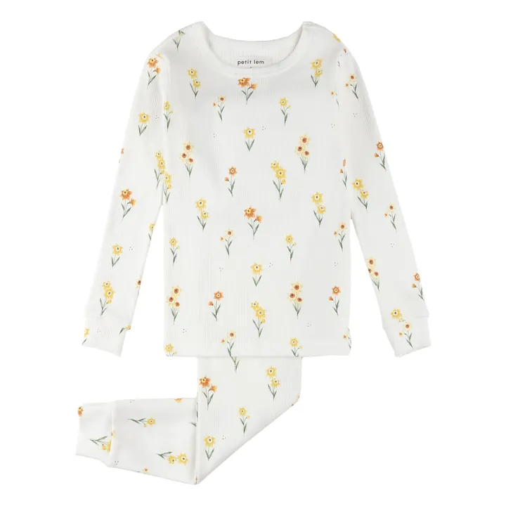 Pyjama Daffodil gerippt Bio-Baumwolle | Elfenbeinfarben- Produktbild Nr. 0