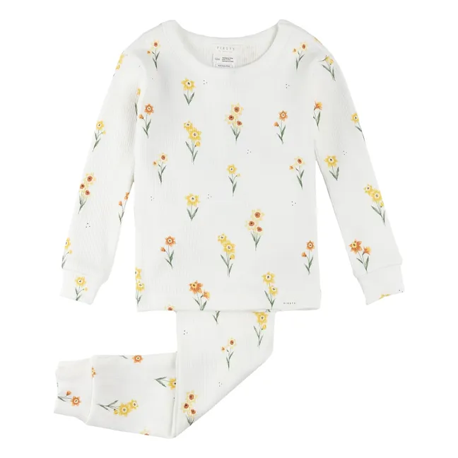 Pyjama Côtelé Jonquilles Coton Bio | Ivoire