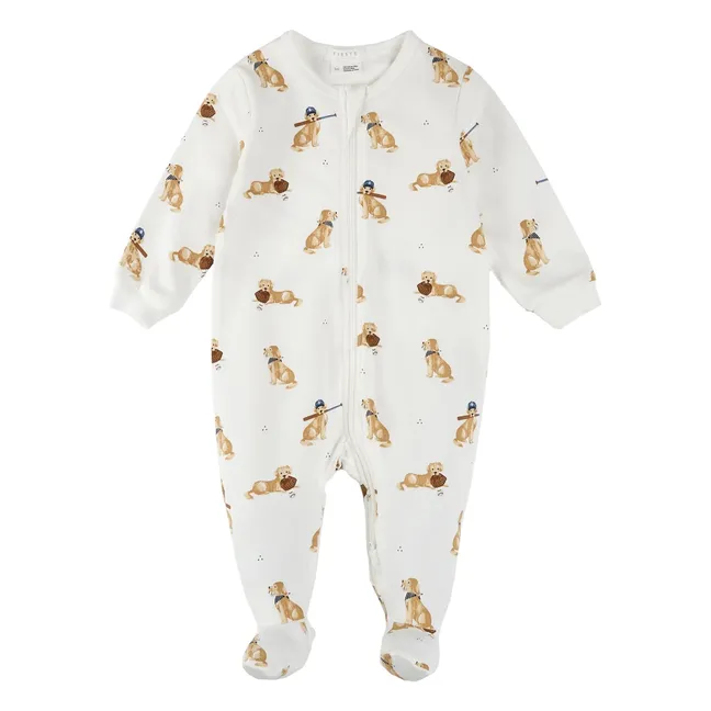 Pyjama Avec Pieds Golden Retriever Coton Bio | Ivoire