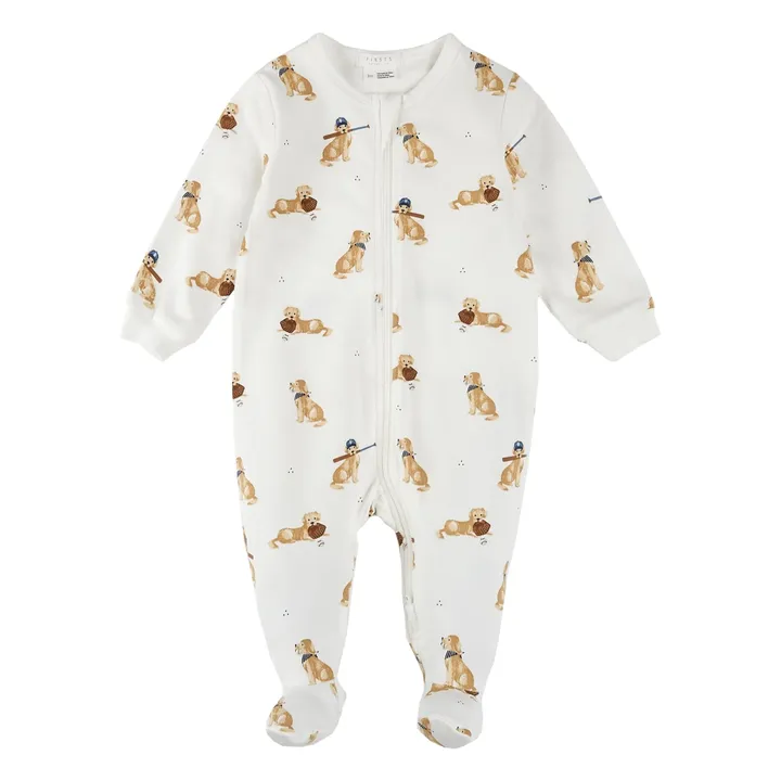 Pyjama Avec Pieds Golden Retriever Coton Bio | Ivoire- Image produit n°0