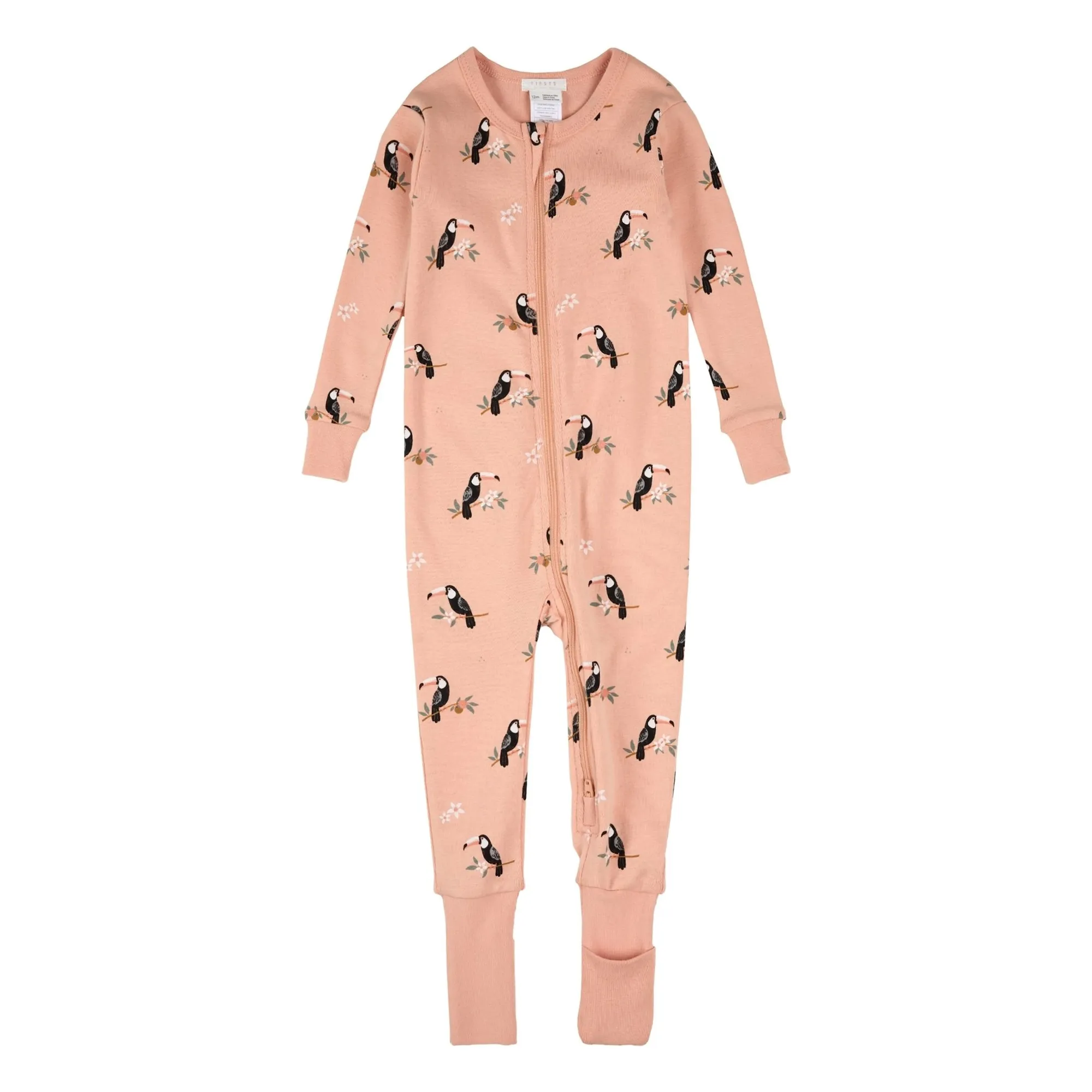 Petit Lem Pink Toucans Convertible Organic Cotton Pyjamas