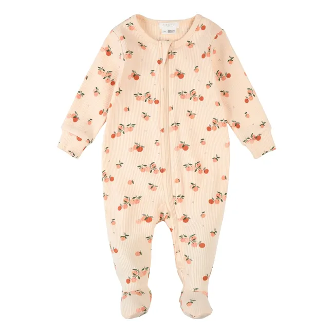 Pyjama Avec Pieds Côtelé Agrumes Coton Bio | Rose pâle