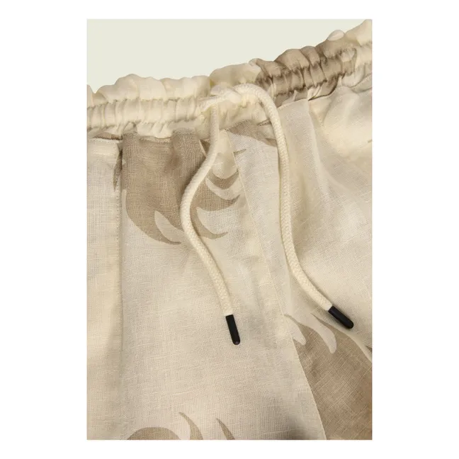 Short Hazel Ember Drizzle Lin | Beige