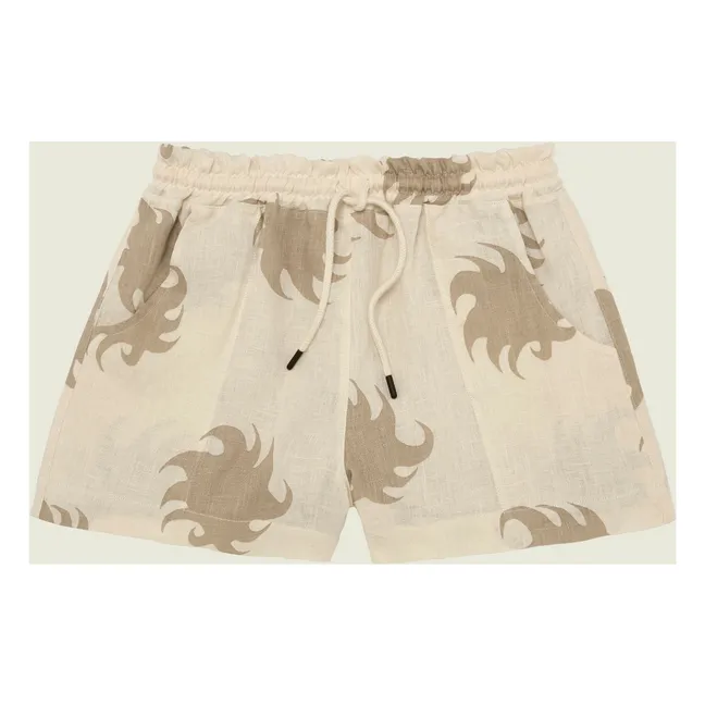 Short Hazel Ember Drizzle Lin | Beige