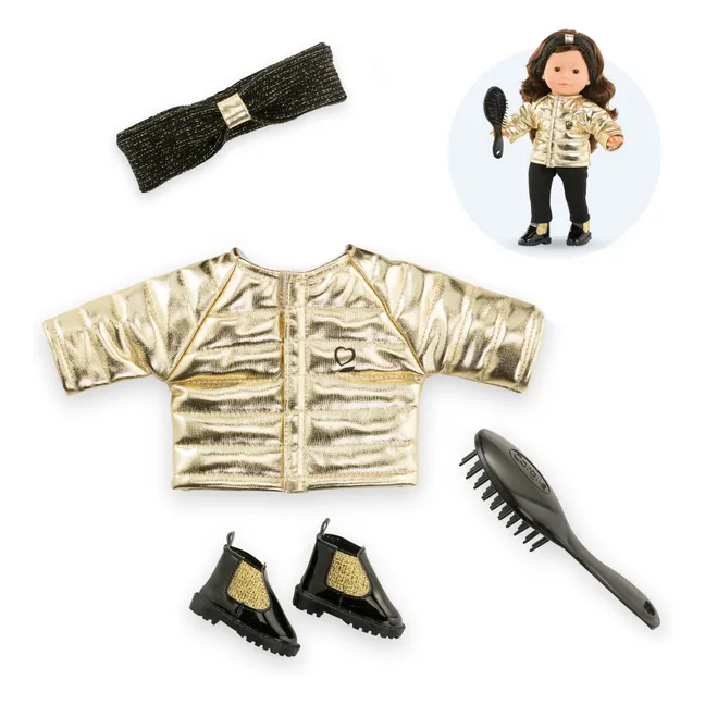 Coat and accessories Sewing for doll 36 cm | Gold