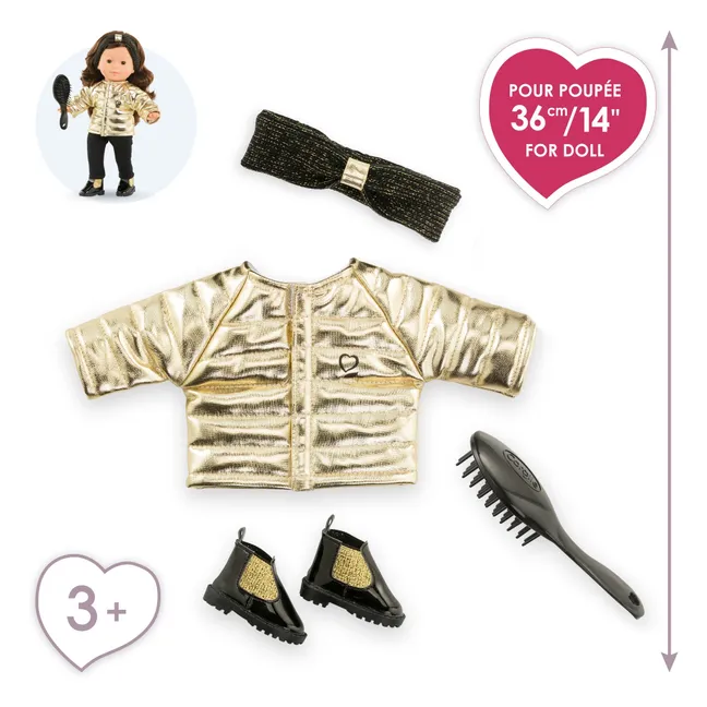 Doudoune et ses accessoires Couture pour poupée 36 cm | Doré