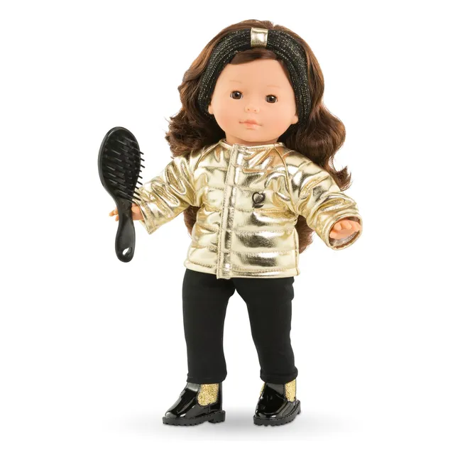 Coat and accessories Sewing for doll 36 cm | Gold