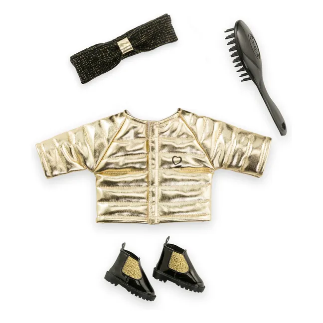 Coat and accessories Sewing for doll 36 cm | Gold