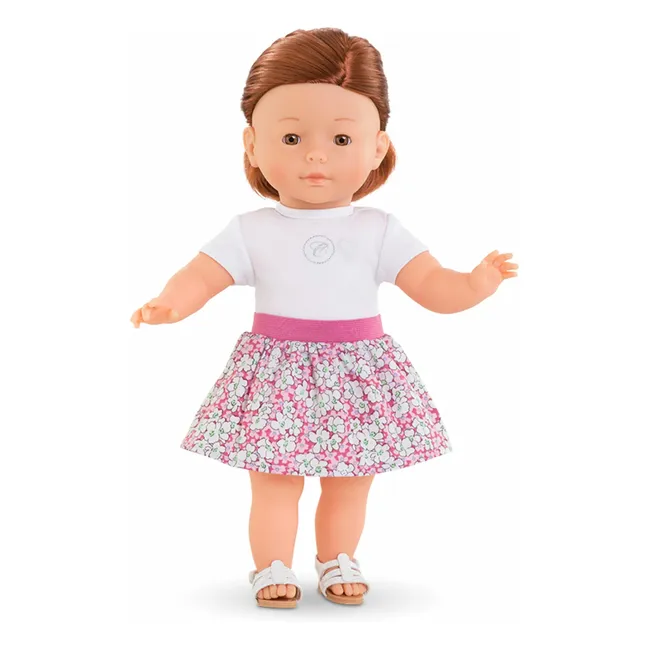 Floral skirt for doll 36 cm | Pink
