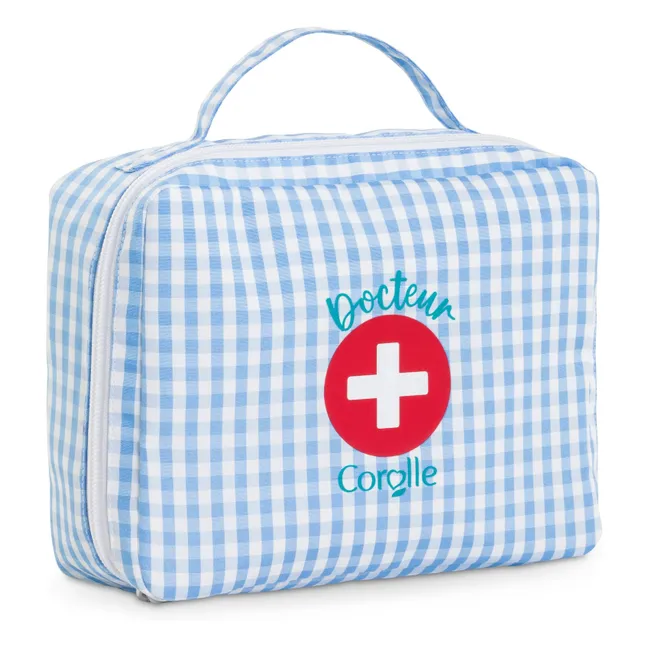Valise de docteur et ses accessoires pour poupon 30 cm | Bleu ciel