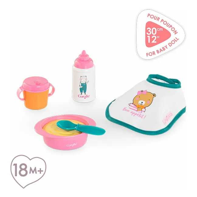 Petit Coffret Repas pour poupon 30 cm | Rose
