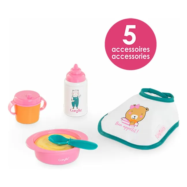 Petit Coffret Repas pour poupon 30 cm | Rose