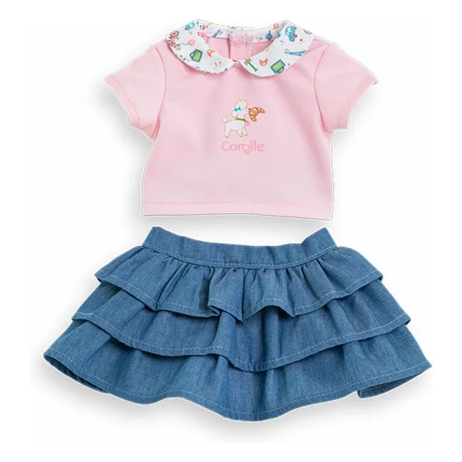 T-shirt et jupe Un week-end à Paris pour poupon 30 cm | Rose pâle