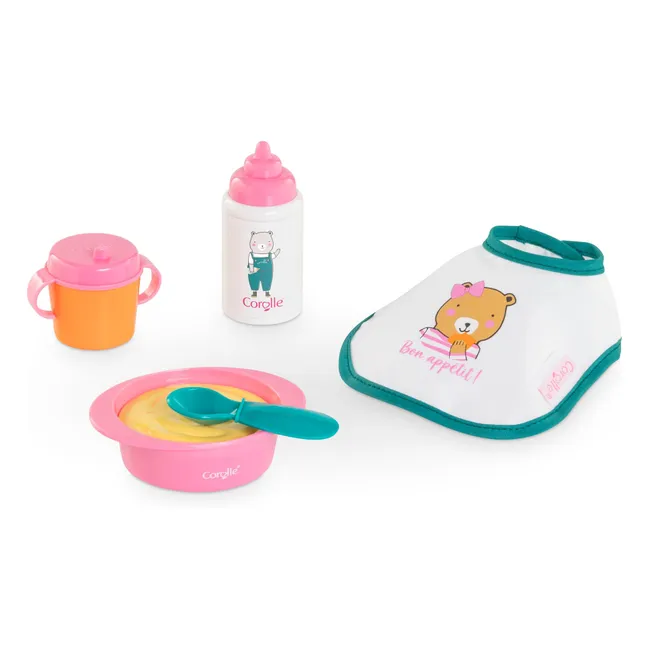 Petit Coffret Repas pour poupon 30 cm | Rose