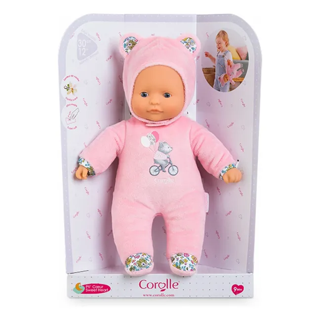 Mon doudou - Poupée Pti' Cœur Ours | Rose pâle