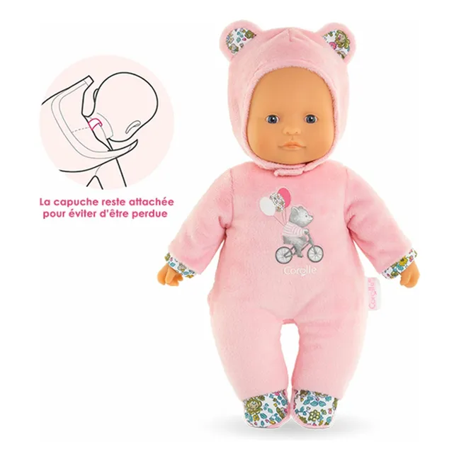 Mon doudou - Poupée Pti' Cœur Ours | Rose pâle