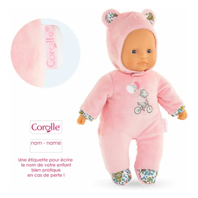 Mon doudou - Poupée Pti' Cœur Ours | Rose pâle