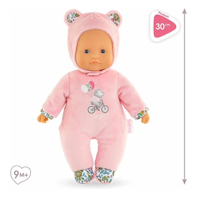 Mon doudou - Poupée Pti' Cœur Ours | Rose pâle