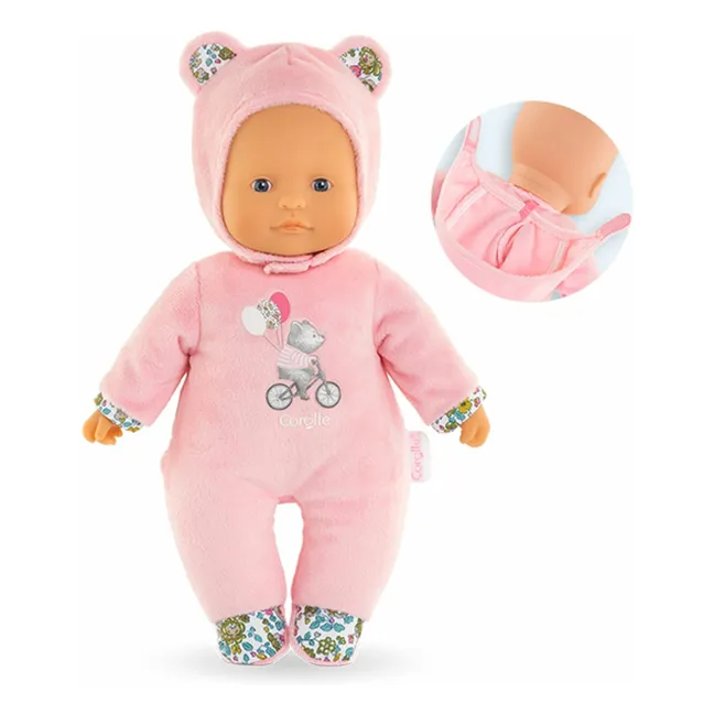 Mon doudou - Poupée Pti' Cœur Ours | Rose pâle
