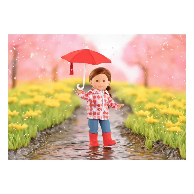 Veste imperméable et ses accessoires Jour de Pluie pour poupée 36 cm | Rouge