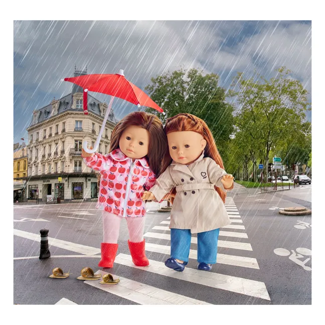 Veste imperméable et ses accessoires Jour de Pluie pour poupée 36 cm | Rouge