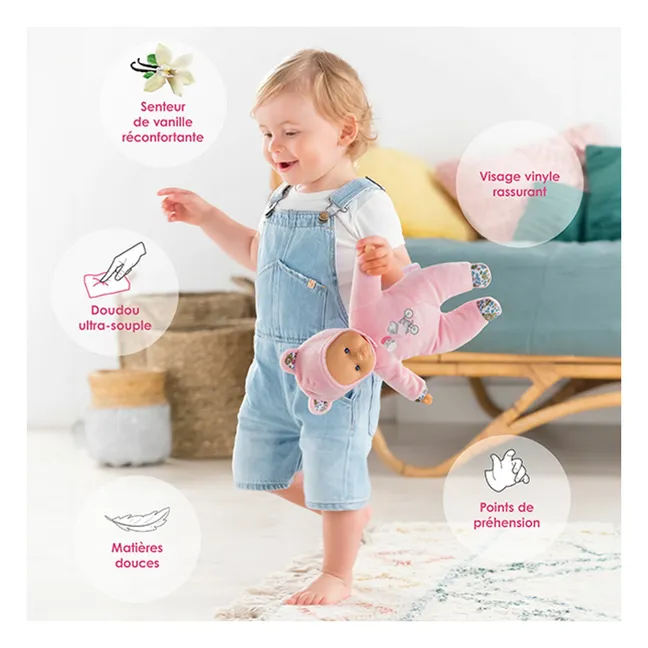 Mon doudou - Poupée Pti' Cœur Ours | Rose pâle