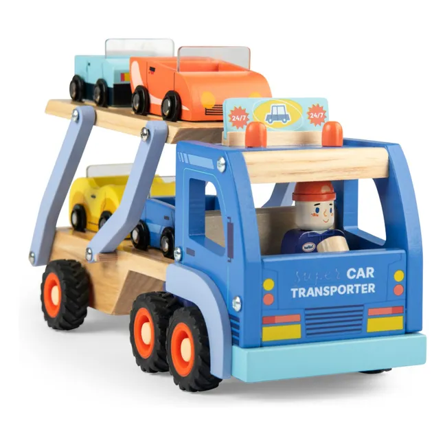 Camion de transport de voitures et ses accessoires | Bleu