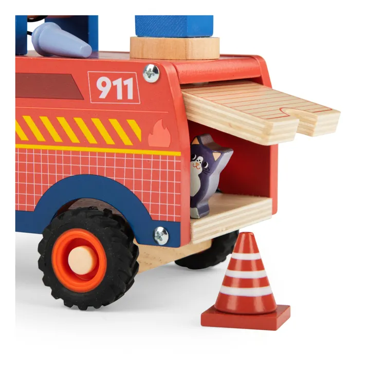 Camion de pompier avec ses accessoires | Rouge- Image produit n°1