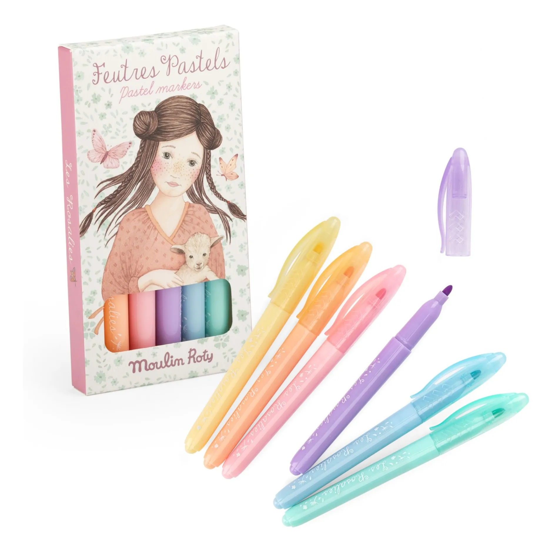 Moulin Roty Multicoloured Les Rosalies Pastel Felts - Box Of 6