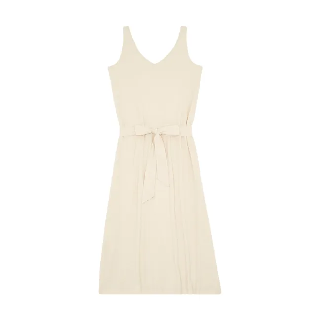 Maxi abito in cotone e lino | Gesso