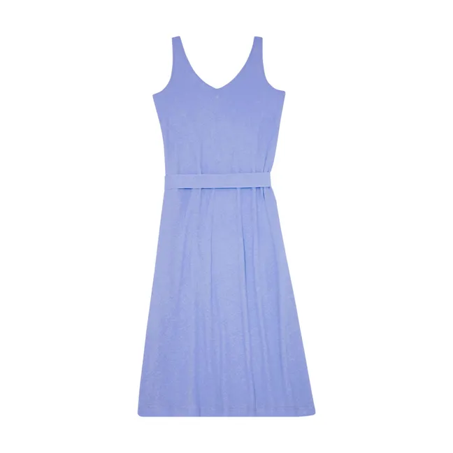 Langes Kleid aus Baumwolle und Leinen | Vintage blau denim