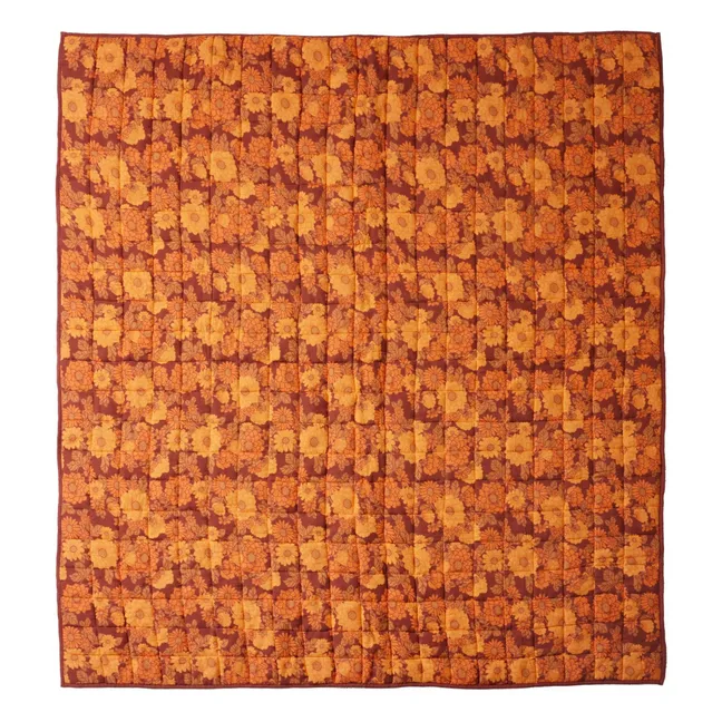 Couvre-lit matelassé fleuri | Orange