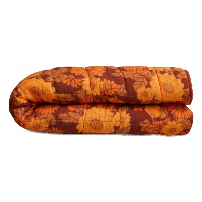 Couvre-lit matelassé fleuri | Orange