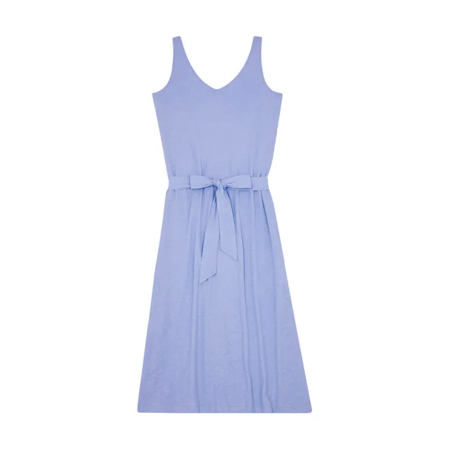 Langes Kleid aus Baumwolle und Leinen | Vintage blau denim