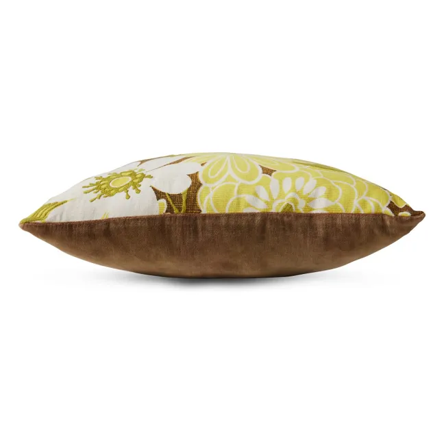 Coussin brodé Daisy | Vert anis
