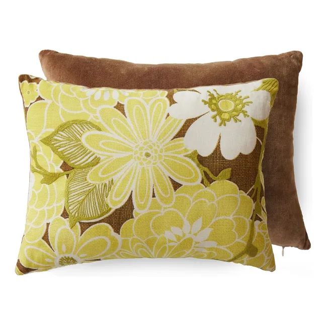 Coussin brodé Daisy | Vert anis