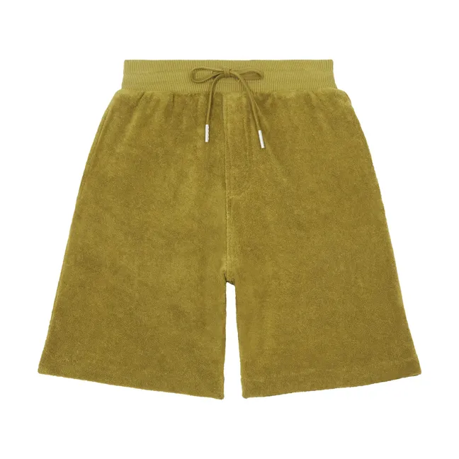 Pantalón corto de rizo orgánico para niño | Verde Kaki