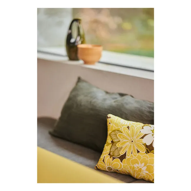 Coussin brodé Daisy | Vert anis